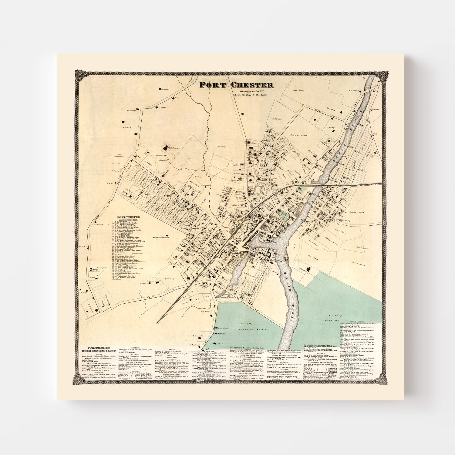 Vintage Map of Port Chester, New York 1867