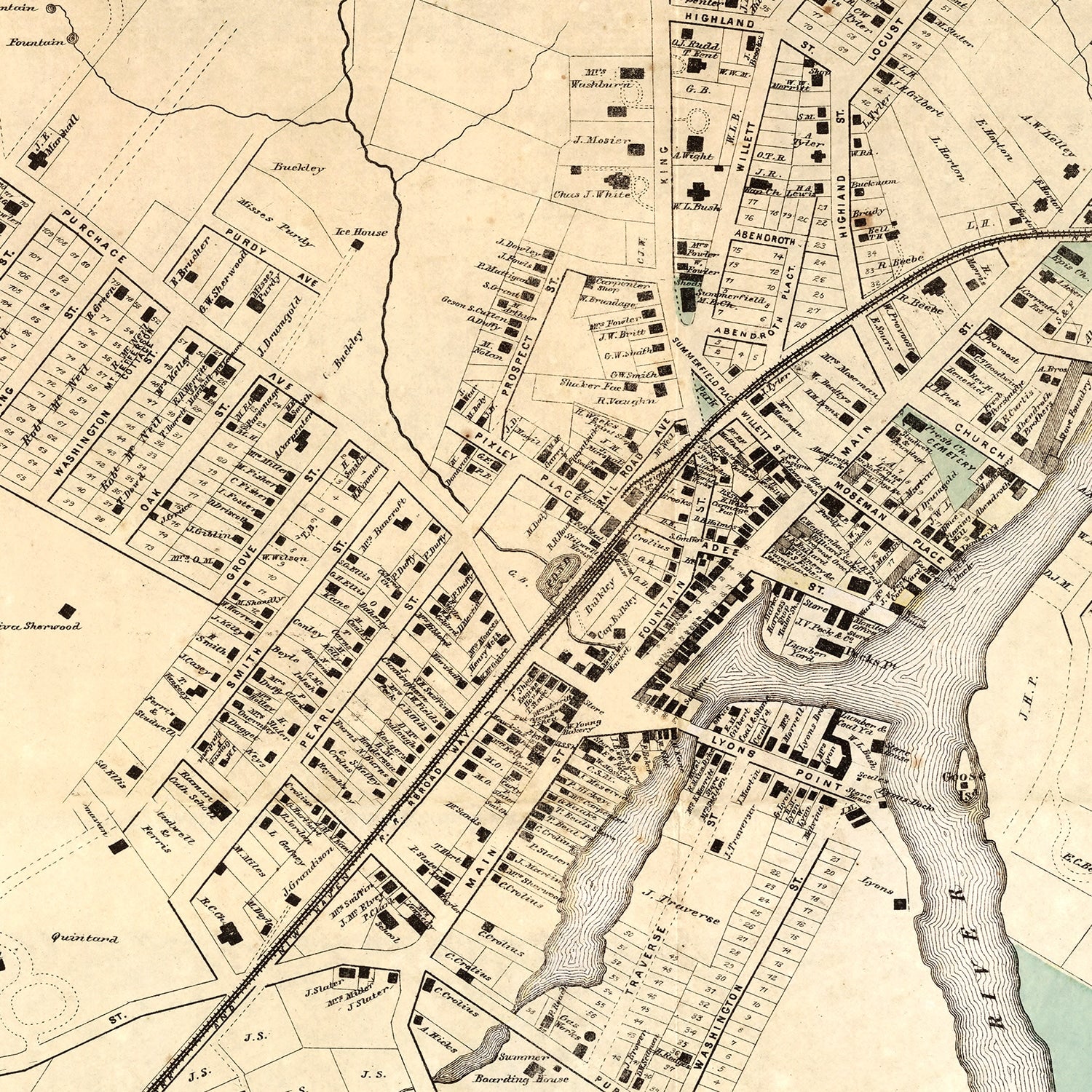 Vintage Map of Port Chester, New York 1867