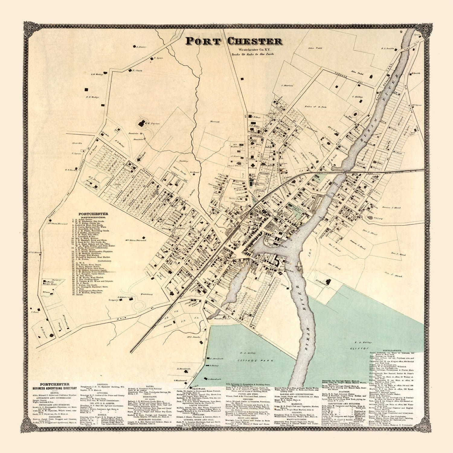 Vintage Map of Port Chester, New York 1867