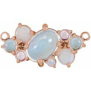 14K Rose Gold Natural Multi-Gemstone Scattered Necklace Center