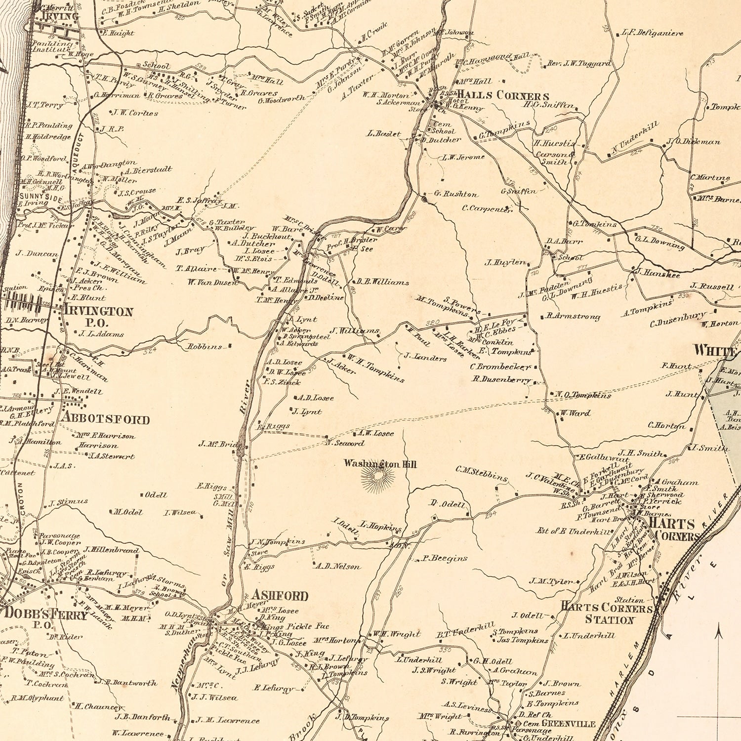 Vintage Map of Greenburgh, New York 1867