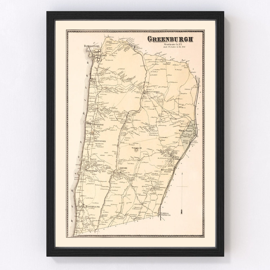 Vintage Map of Greenburgh, New York 1867