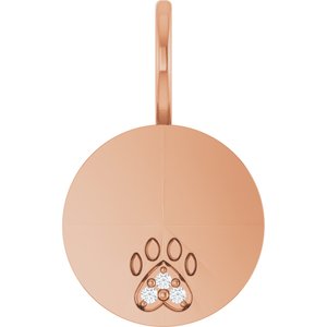 10K Rose Gold Engraved Dog Mom Paw Print Charm/Pendant Mounting