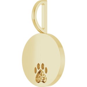 10K Yellow Gold Engraved Dog Mom Paw Print Charm/Pendant Mounting – image 4