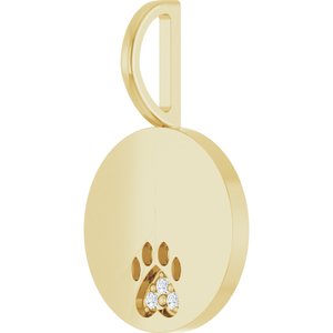 18K Yellow Gold Engraved Dog Mom Paw Print Charm/Pendant Mounting – image 3