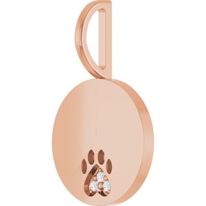 18K Rose Gold Engraved Dog Mom Paw Print Charm/Pendant Mounting – image 3