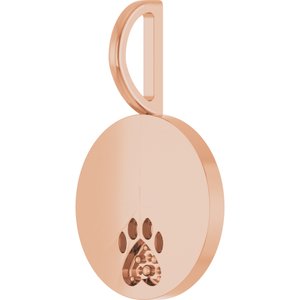 10K Rose Gold Engraved Dog Mom Paw Print Charm/Pendant Mounting – image 4