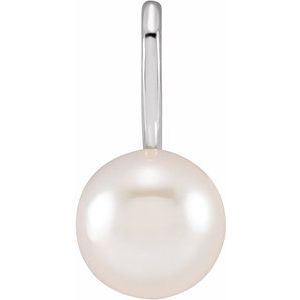 Sterling Silver Cultured White Akoya Pearl Charm/Pendant