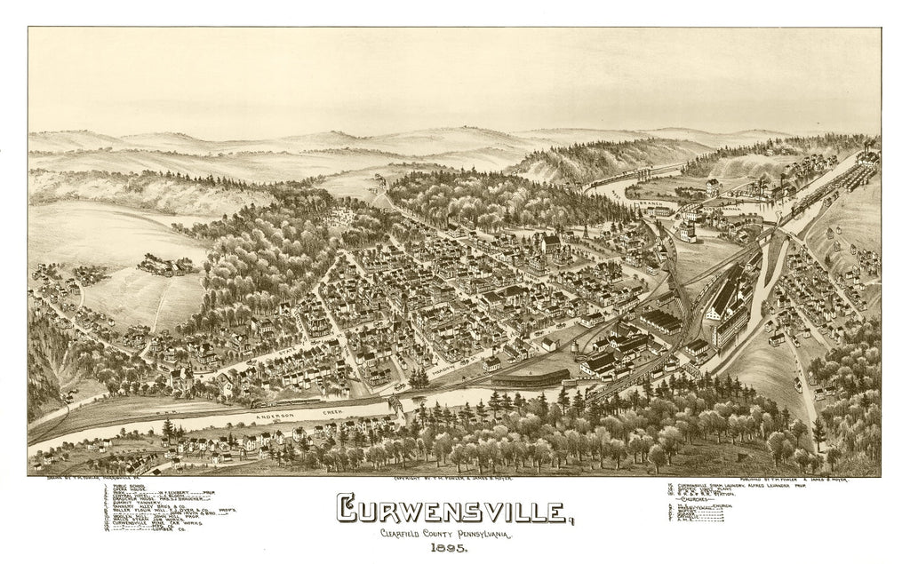 Vintage Map of Curwensville, Pennsylvania 1895