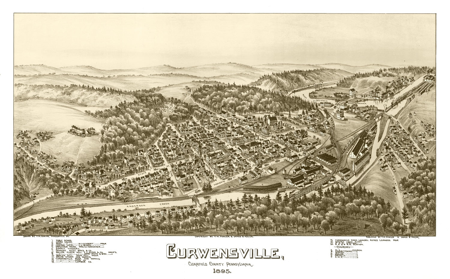 Vintage Map of Curwensville, Pennsylvania 1895