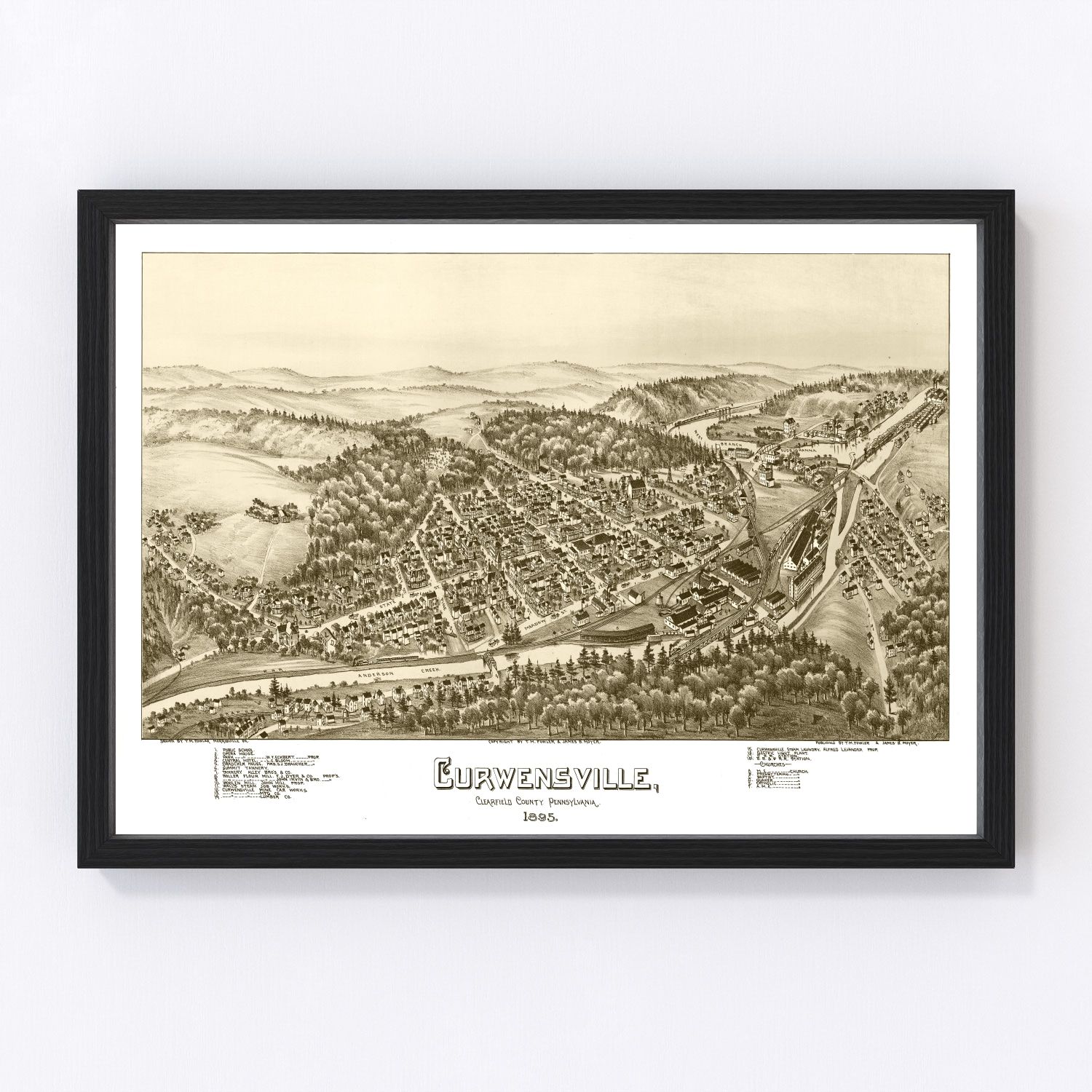 Vintage Map of Curwensville, Pennsylvania 1895