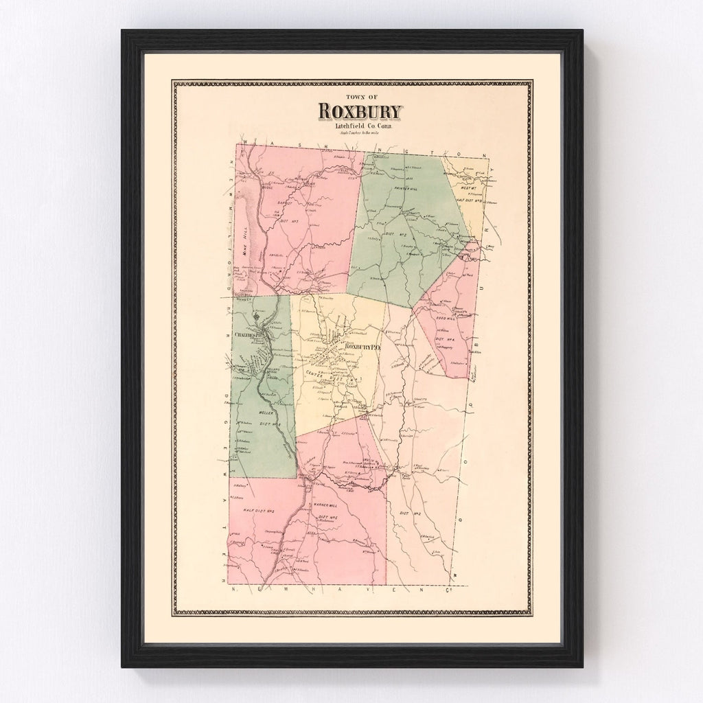 Vintage Map of Roxbury, Connecticut 1867