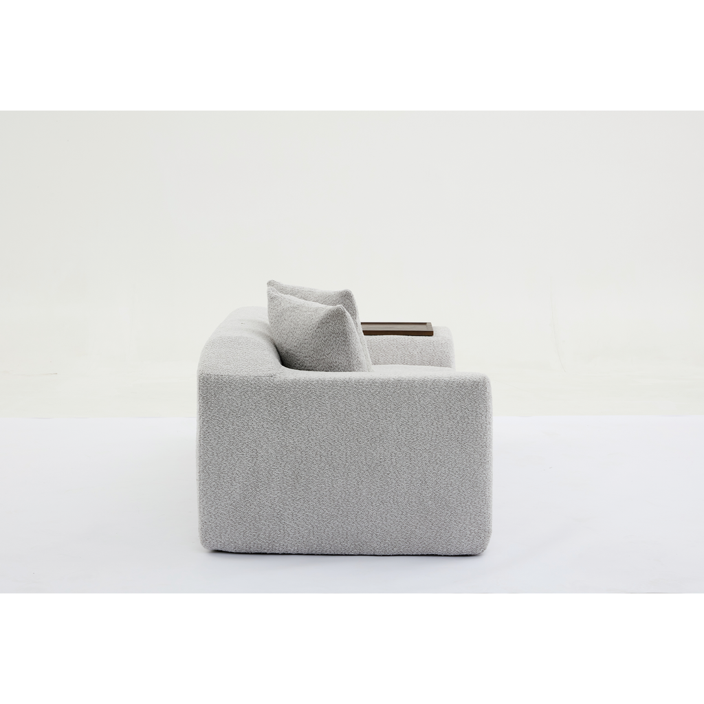 [NEW ARRIVED] [VIDEO PROVIDED]2 Piece Boucle Cloud Sofa Set, Upholstered Sofa Set, Modern 3 Seater and 2 Seater Sofa  with MDF End Table for Living Room ,Apartment,3+2 couch,Boucle, Light Gray