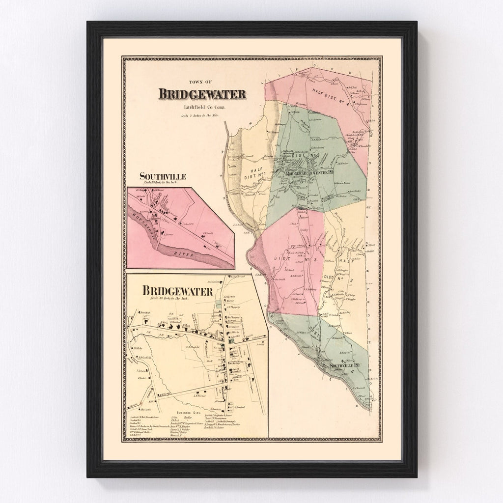 Vintage Map of Southville, Connecticut 1867