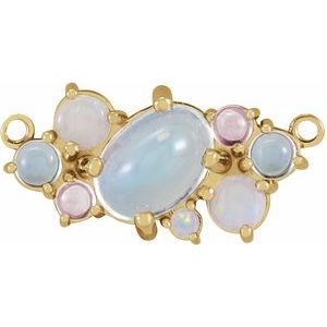 14K Yellow Gold Natural Multi-Gemstone Scattered Necklace Center