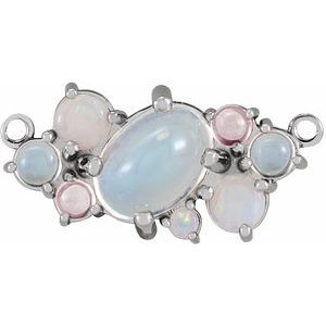 14K White Gold Natural Multi-Gemstone Scattered Necklace Center