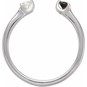 14K White Gold Natural Black Onyx & 1/10 CT Natural Diamond Negative Space Ring