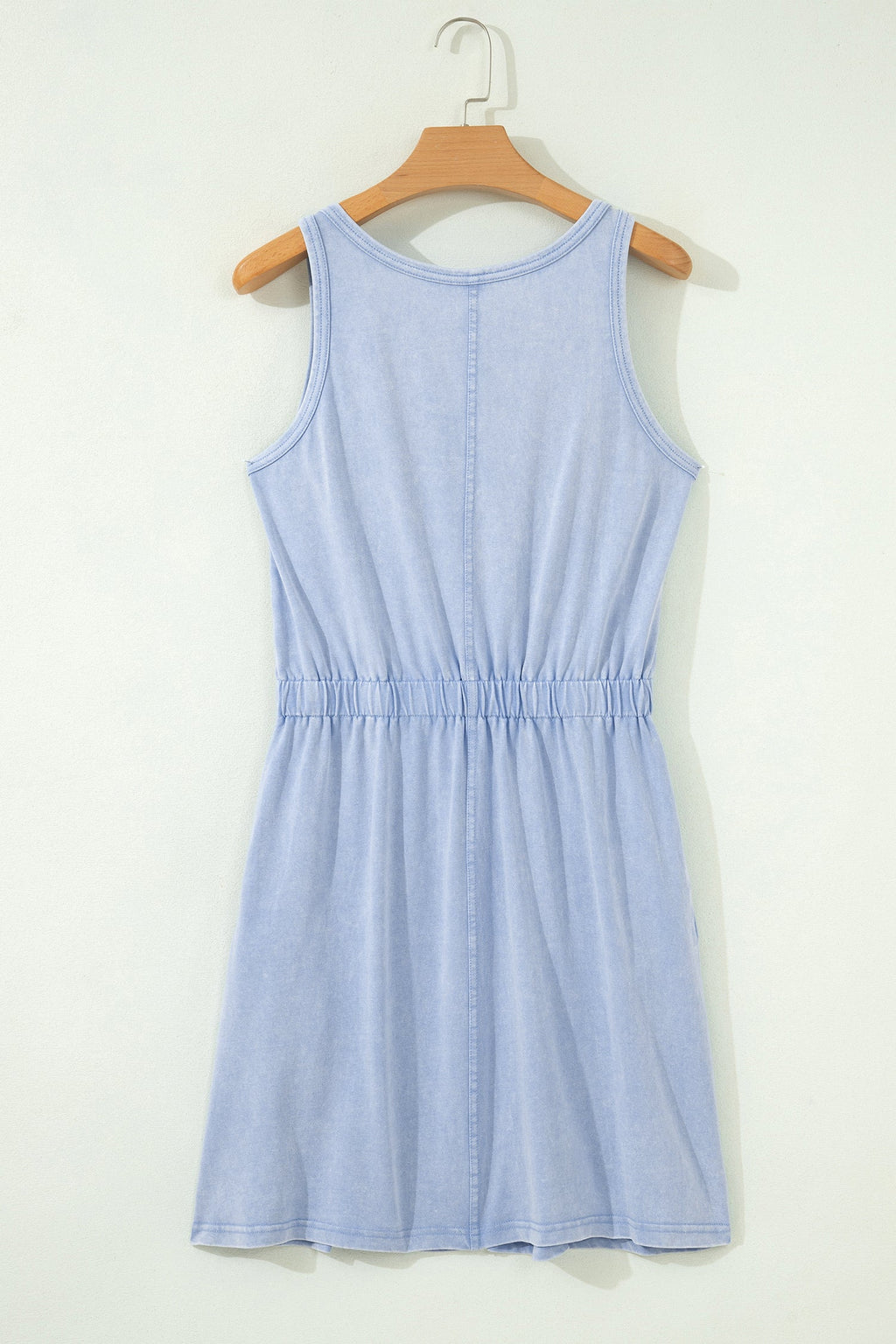 Mineral Wash Scoop Neck Elastic Waist Mini Dress