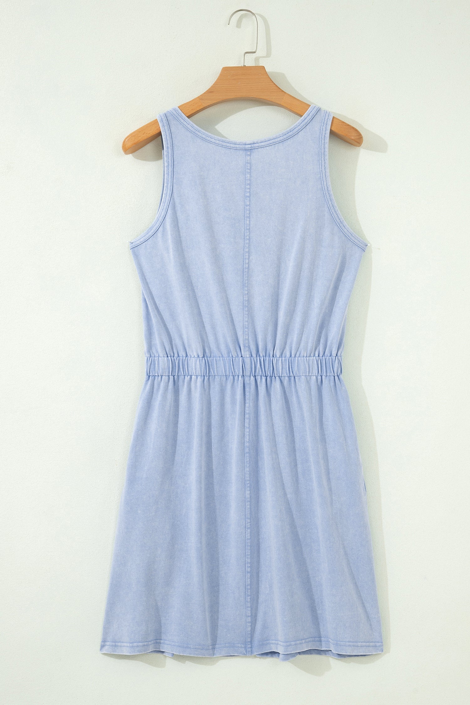 Mineral Wash Scoop Neck Elastic Waist Mini Dress