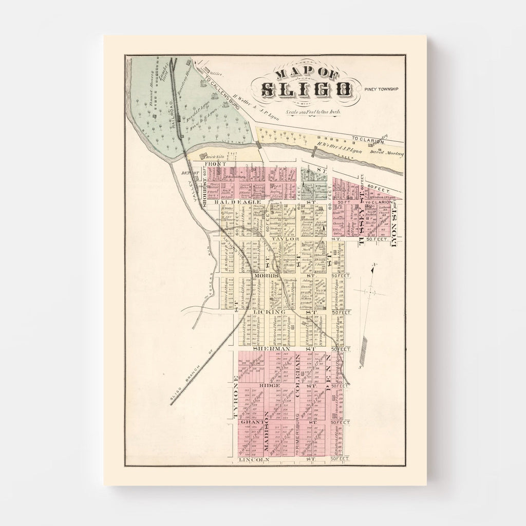 Vintage Map of Sligo, Pennsylvania 1877
