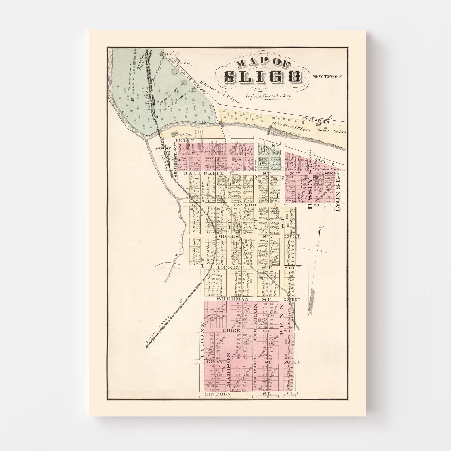 Vintage Map of Sligo, Pennsylvania 1877