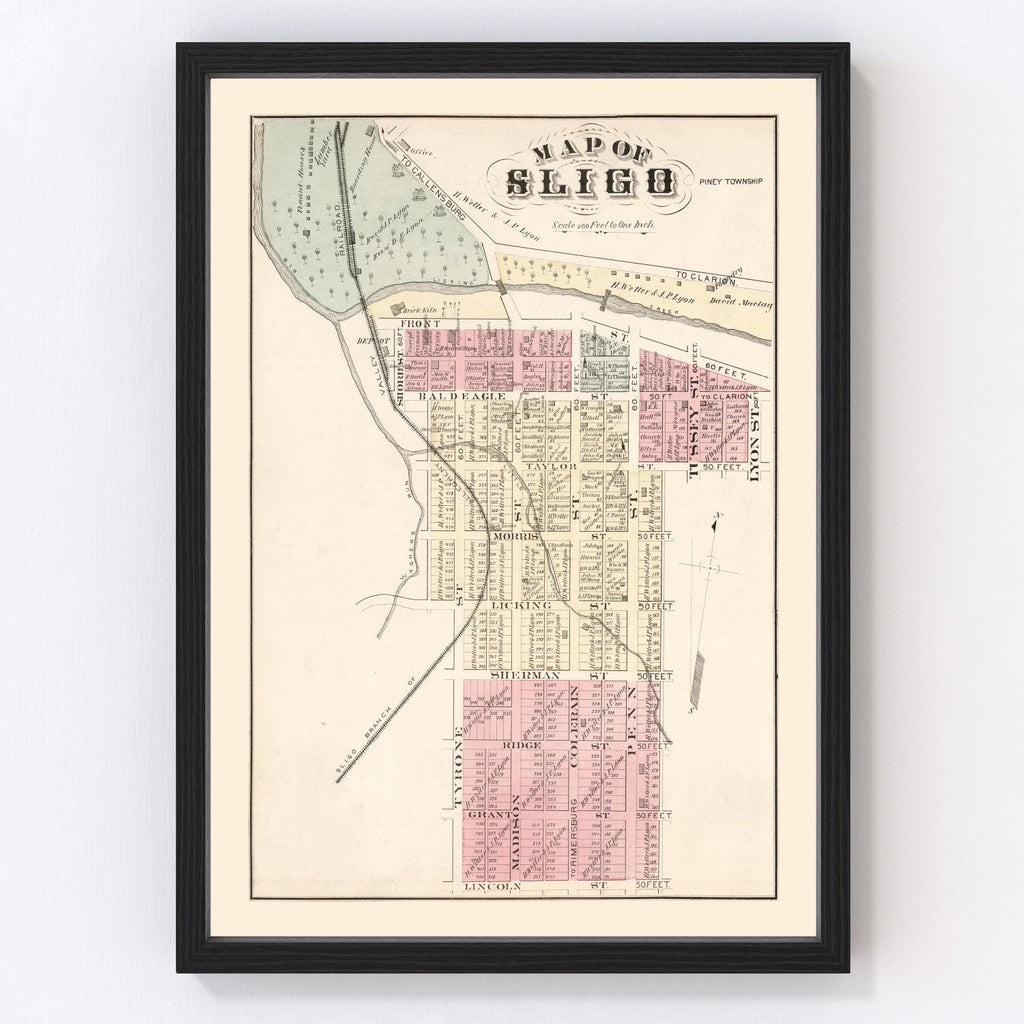 Vintage Map of Sligo, Pennsylvania 1877