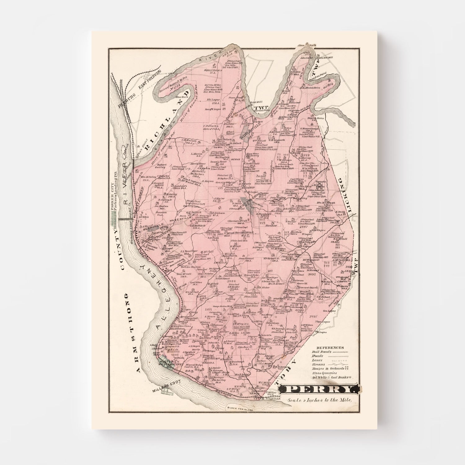 Vintage Map of Perry, Pennsylvania 1877