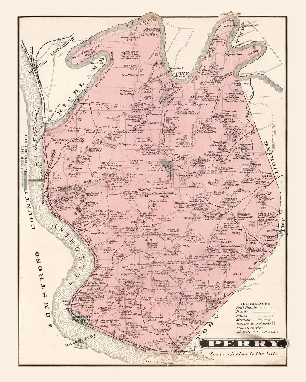 Vintage Map of Perry, Pennsylvania 1877