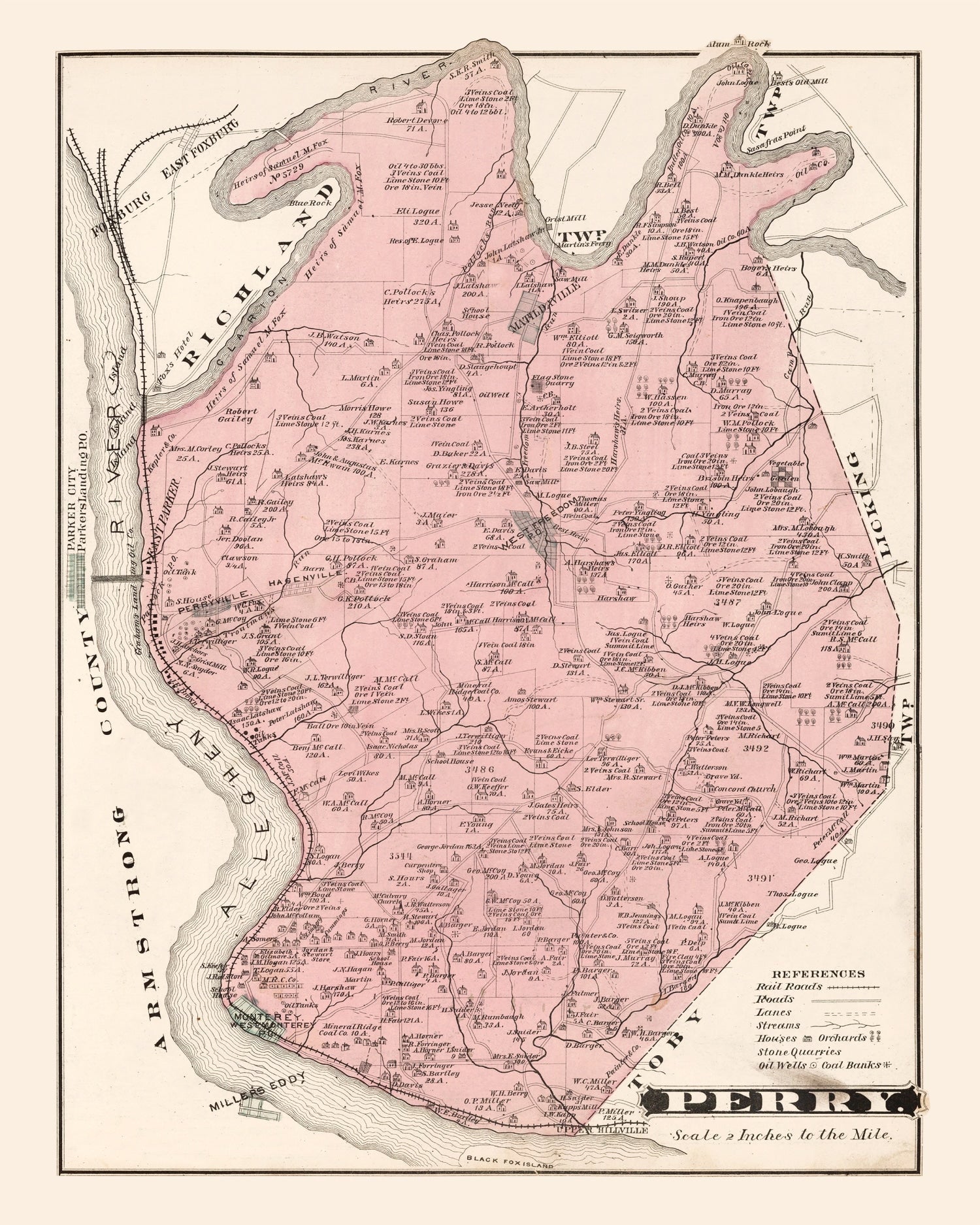 Vintage Map of Perry, Pennsylvania 1877