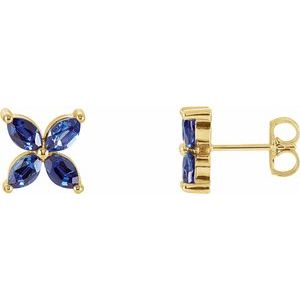 14K Yellow Gold Lab-Grown Blue Sapphire Earrings