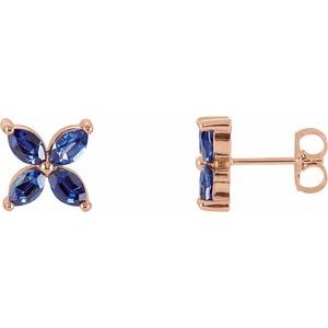 14K Rose Gold Lab-Grown Blue Sapphire Earrings