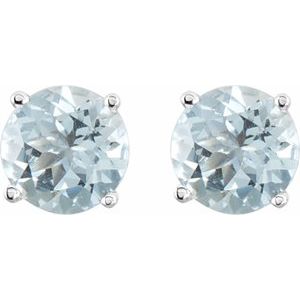 Sterling Silver 6 mm Natural Aquamarine Earrings – image 2