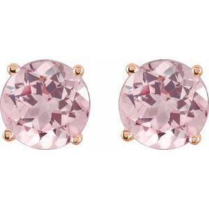 14K Rose Gold 5 mm Natural Pink Morganite Earrings – image 2