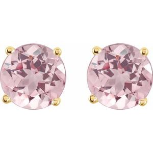 14K Yellow 5 mm Natural Pink Morganite Earrings