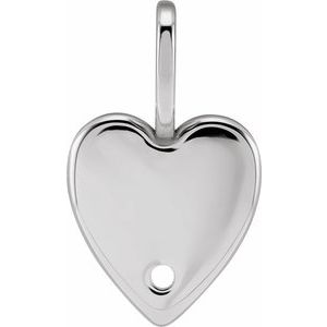 10K White Gold 1.7 mm Round Engravable Heart Charm/Pendant Mounting