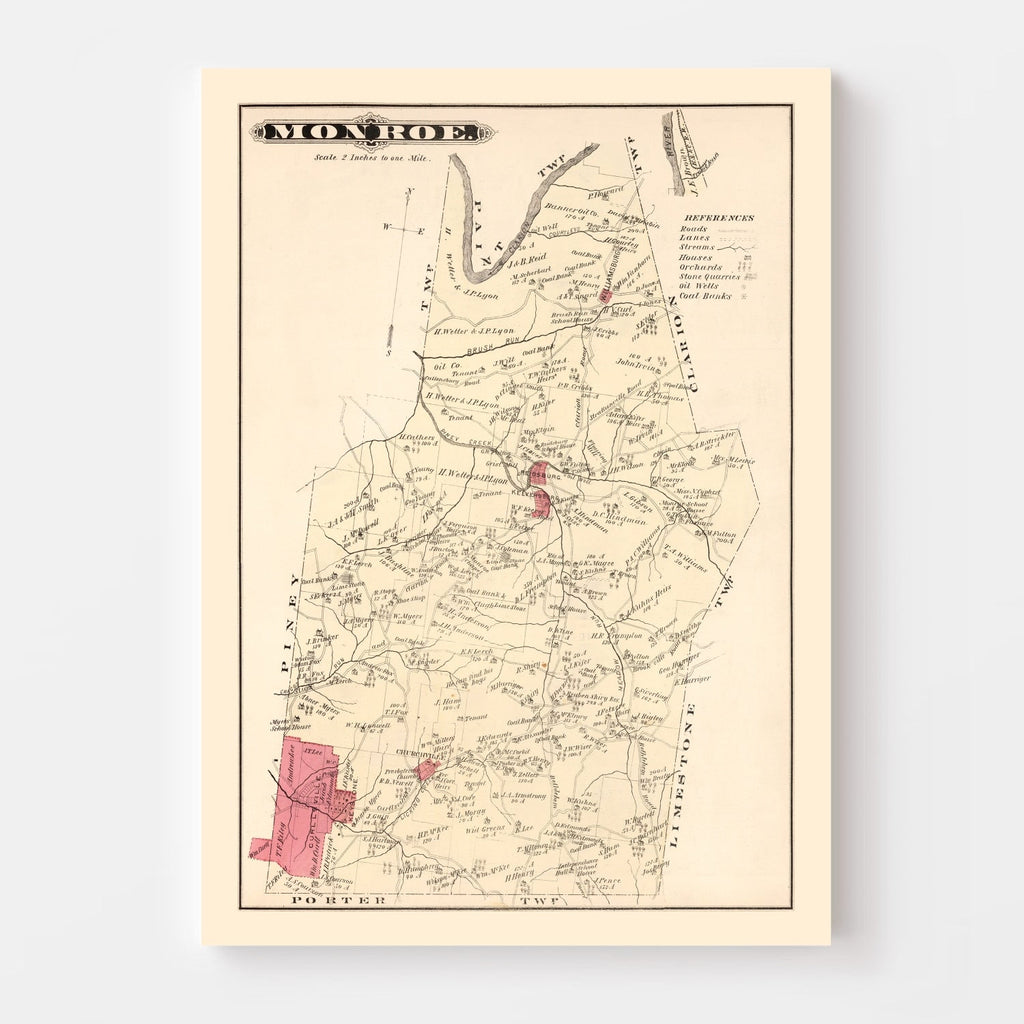 Vintage Map of Monroe, Pennsylvania 1877