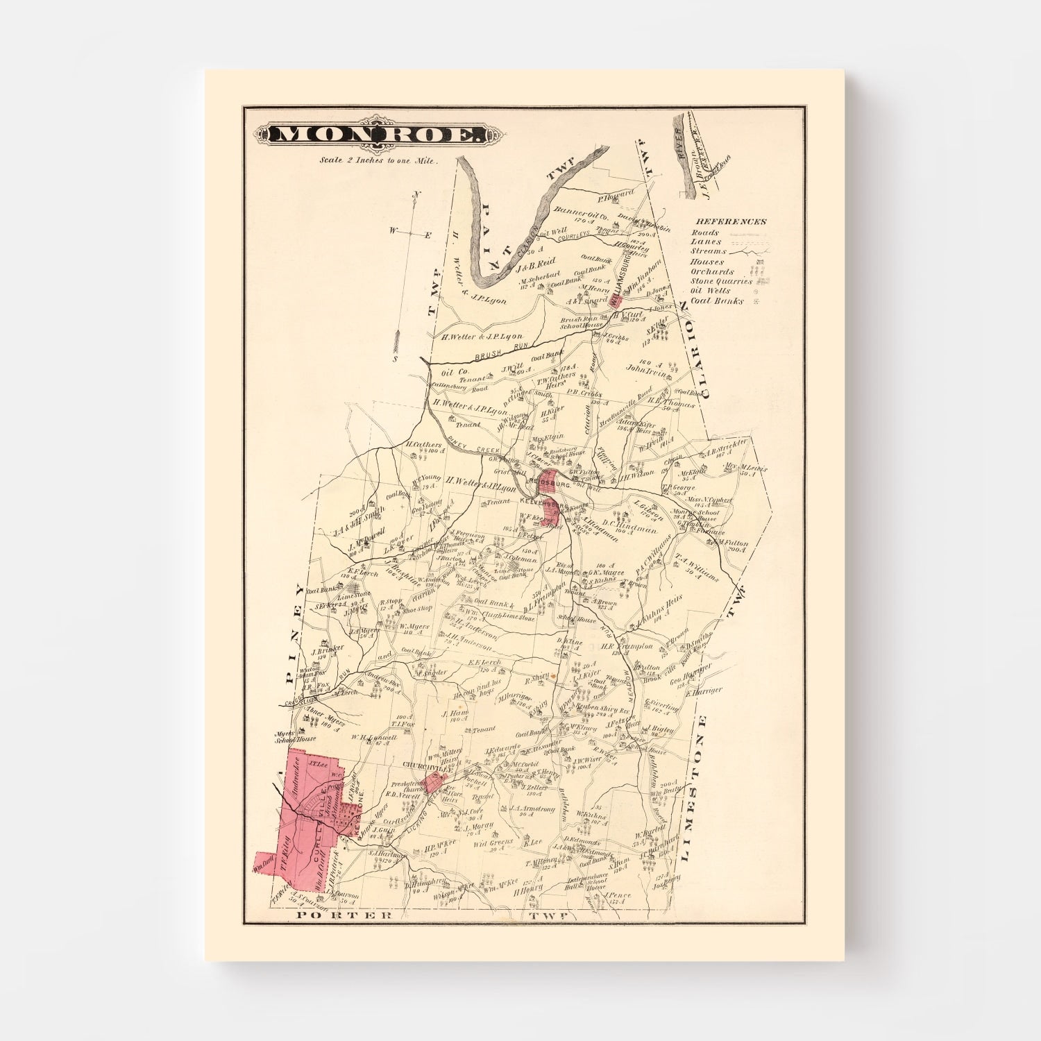 Vintage Map of Monroe, Pennsylvania 1877