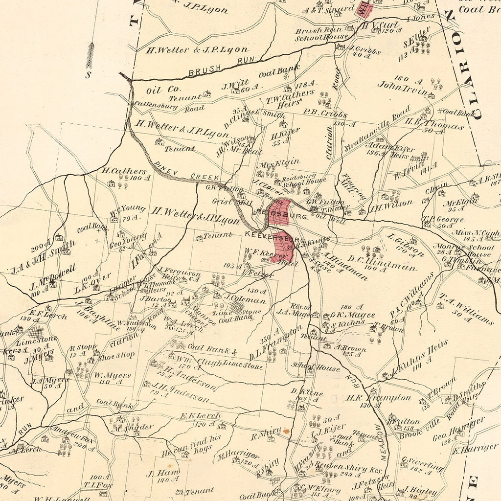 Vintage Map of Monroe, Pennsylvania 1877