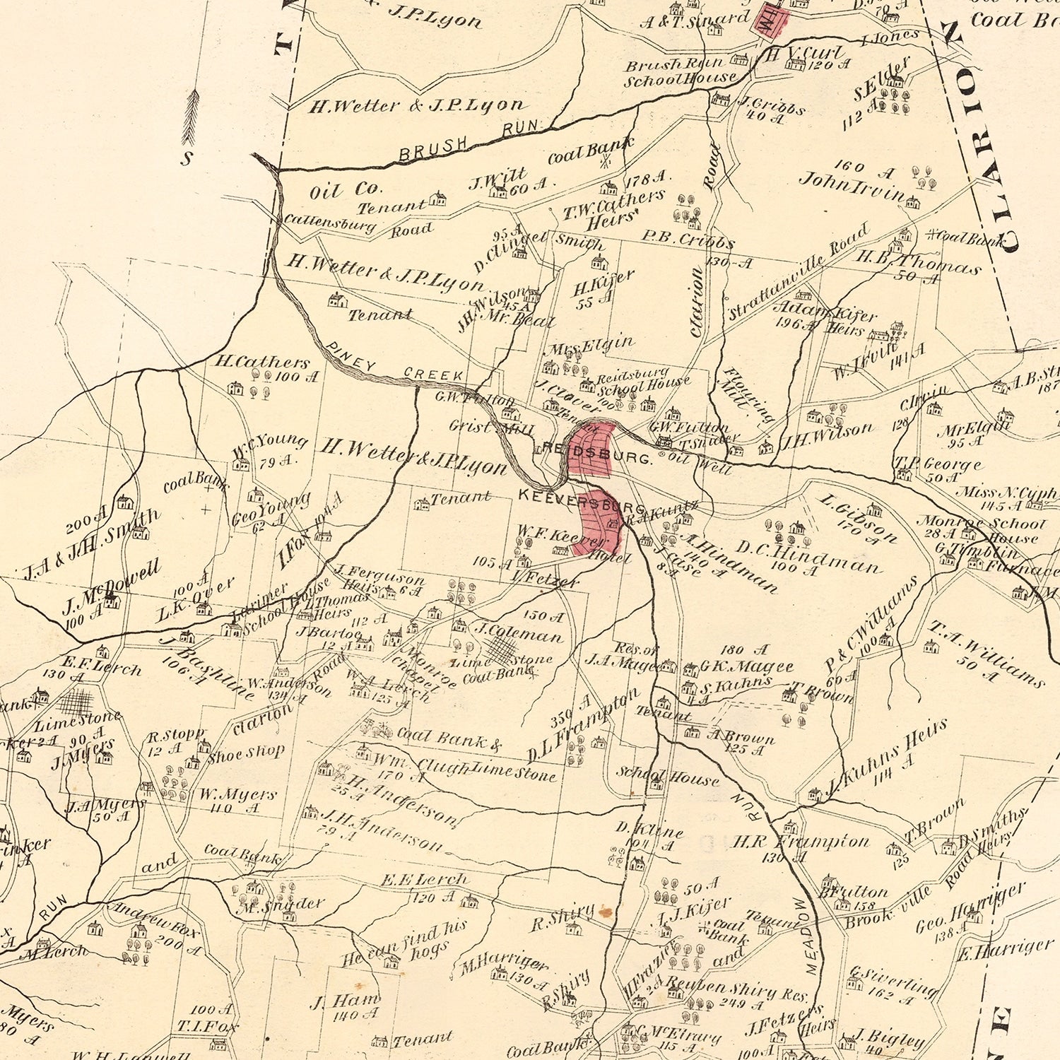 Vintage Map of Monroe, Pennsylvania 1877