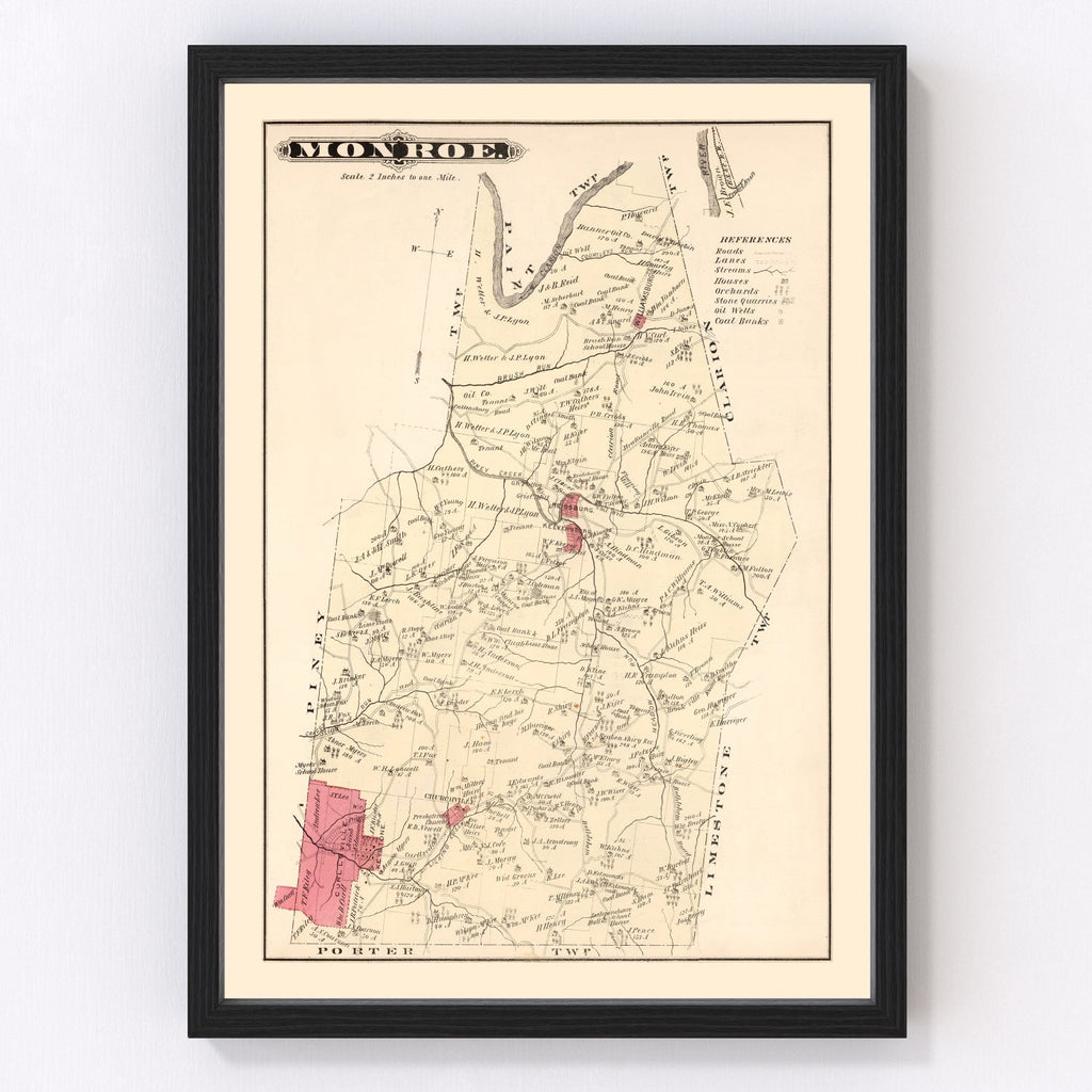 Vintage Map of Monroe, Pennsylvania 1877