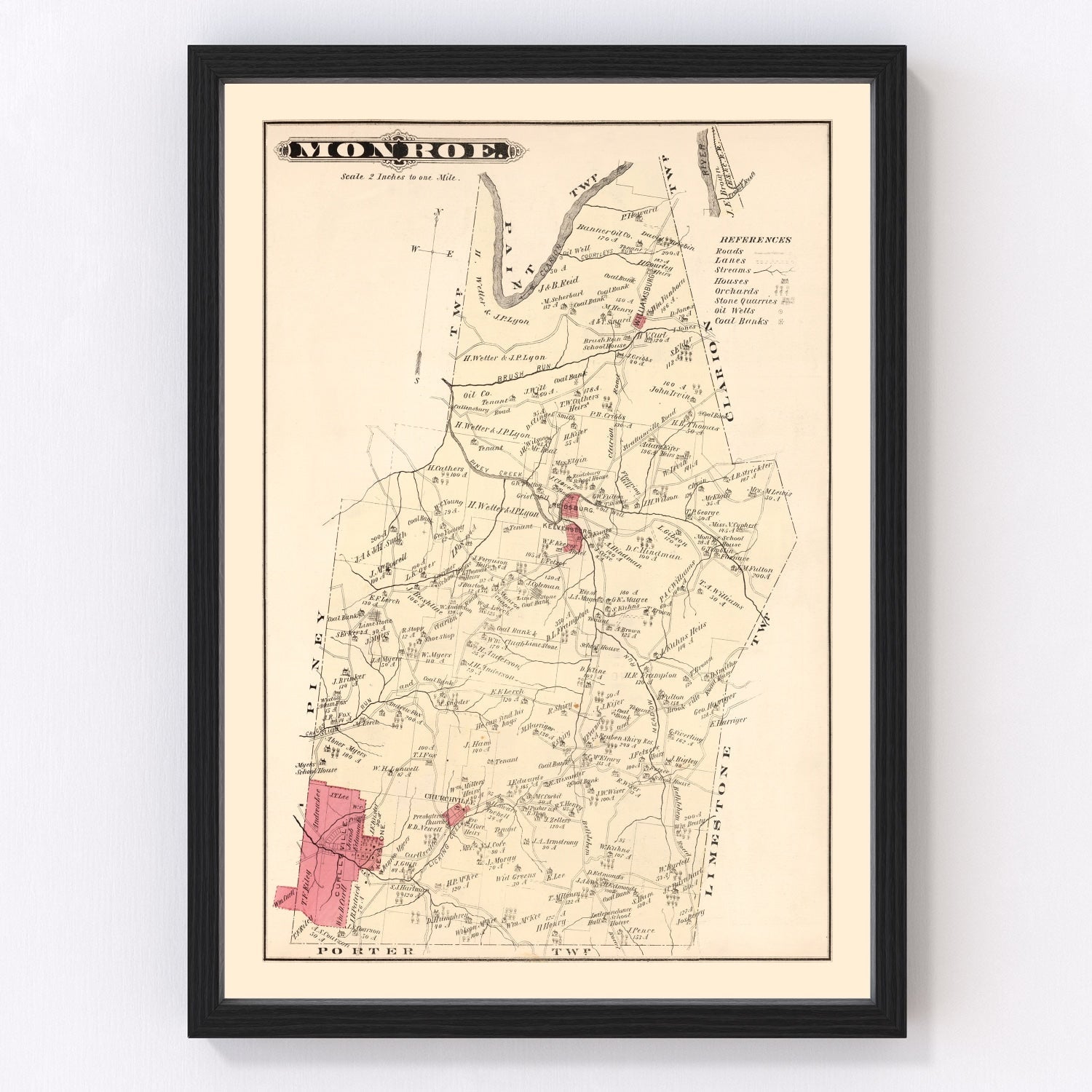 Vintage Map of Monroe, Pennsylvania 1877
