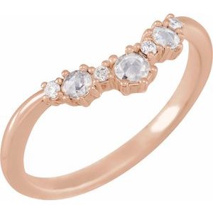 14K Rose 1/5 CTW Natural Rose-Cut Diamond & Faceted Contour Band