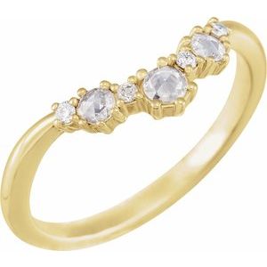 14K Yellow 1/5 CTW Natural Rose-Cut Diamond & Faceted Contour Band
