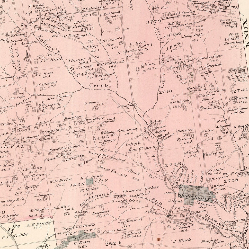 Vintage Map of Elk, Pennsylvania 1877