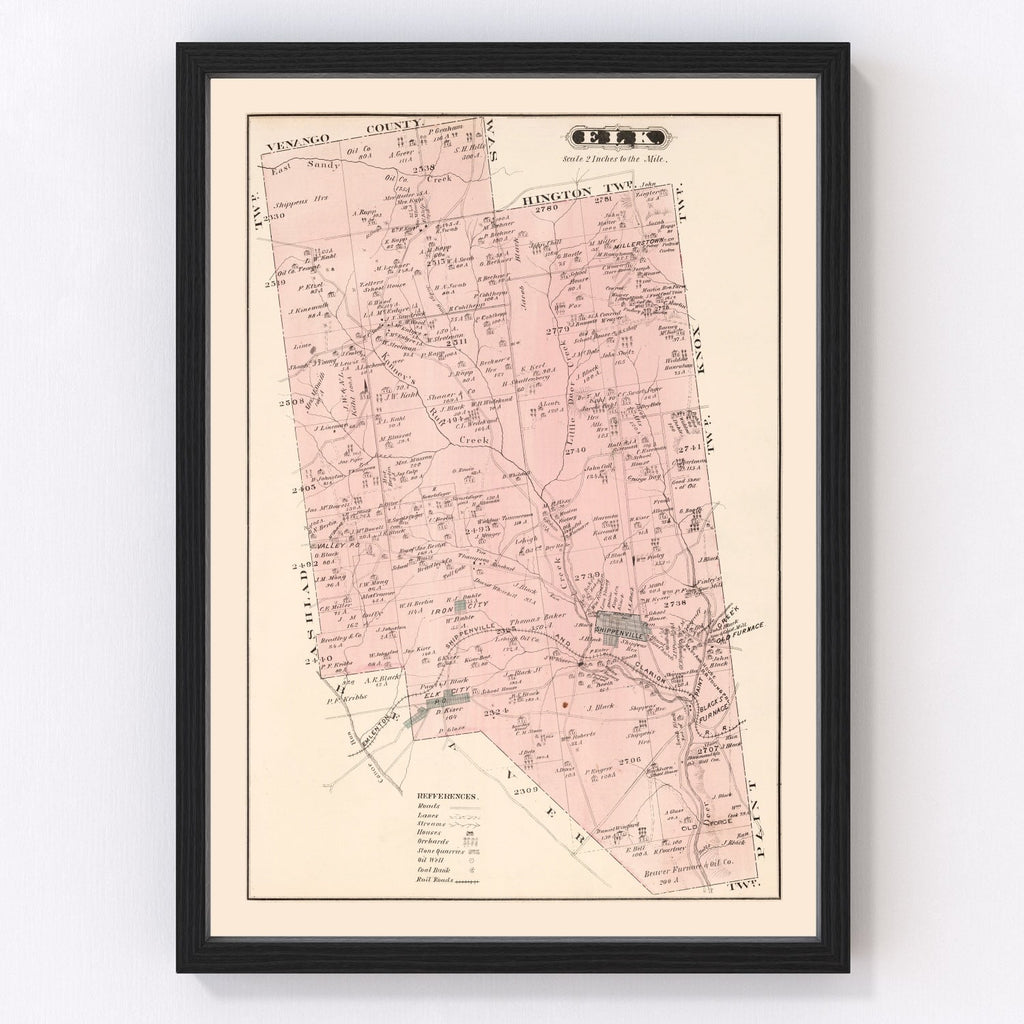 Vintage Map of Elk, Pennsylvania 1877
