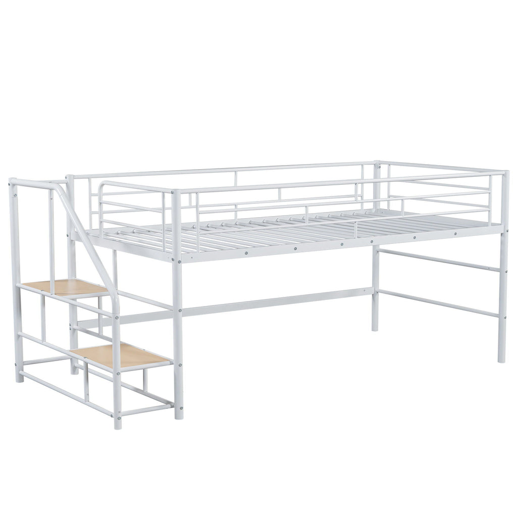 Loft Bed With Storage Stairs And Metal Frame