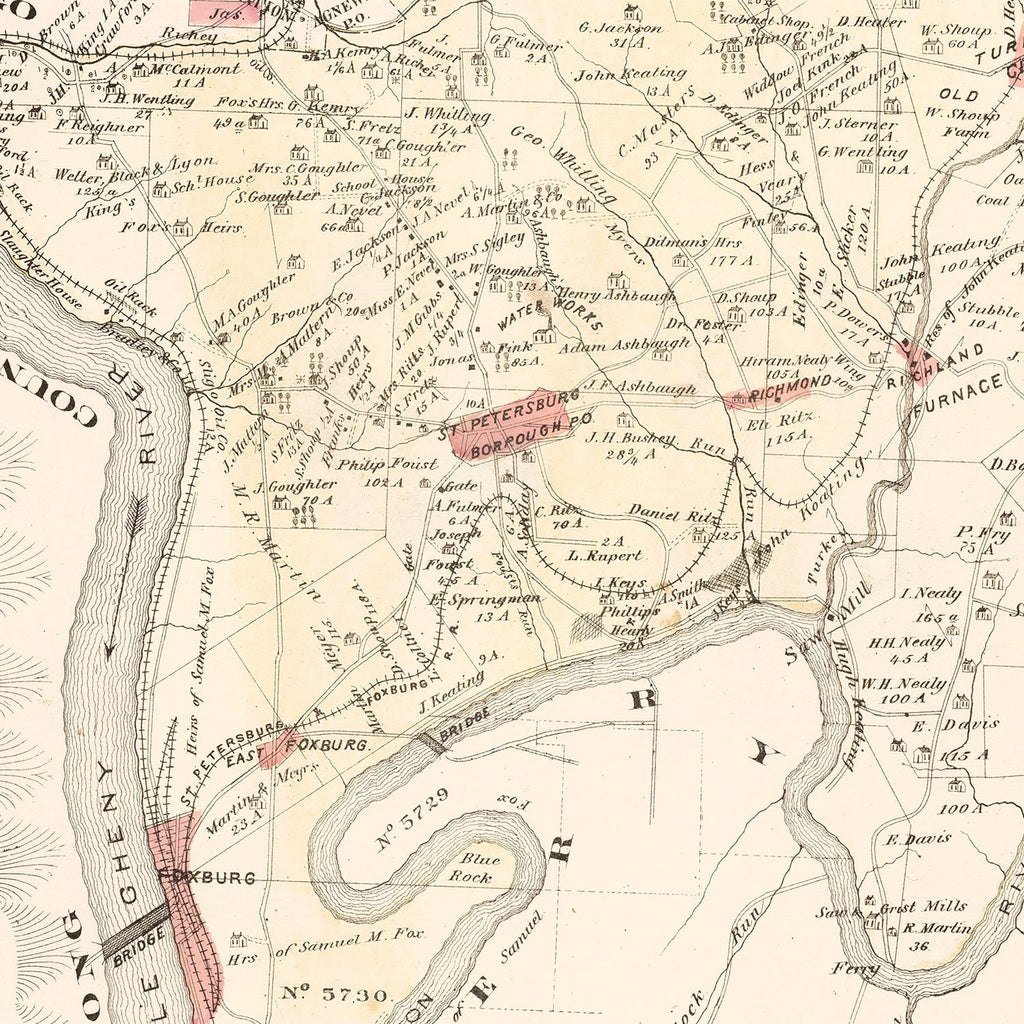 Vintage Map of Richland, Pennsylvania 1877