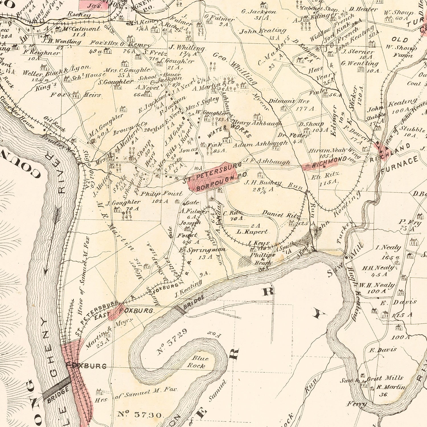 Vintage Map of Richland, Pennsylvania 1877