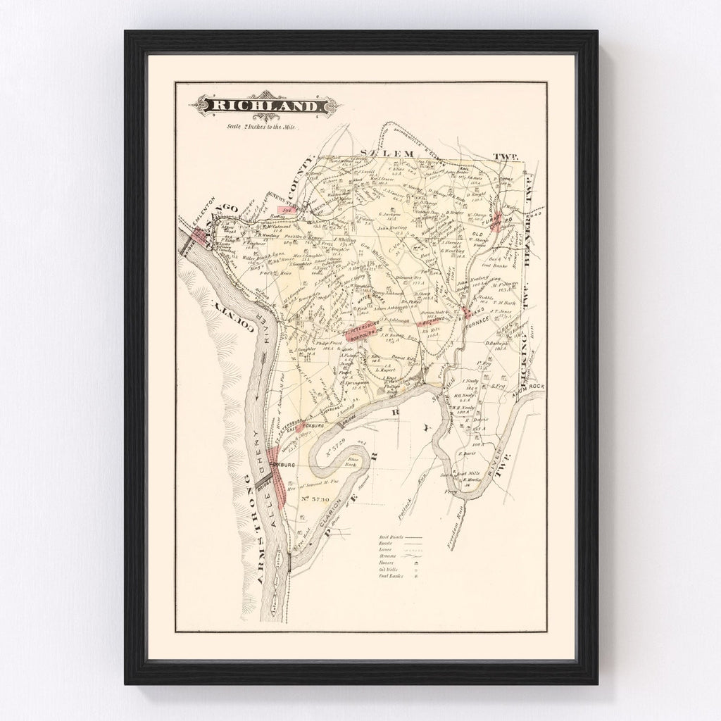Vintage Map of Richland, Pennsylvania 1877