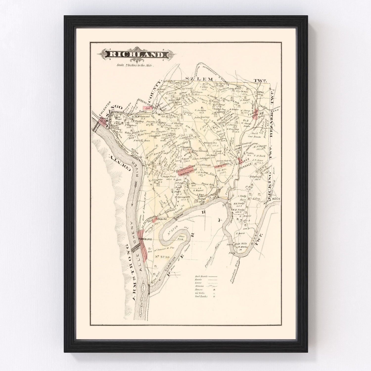 Vintage Map of Richland, Pennsylvania 1877